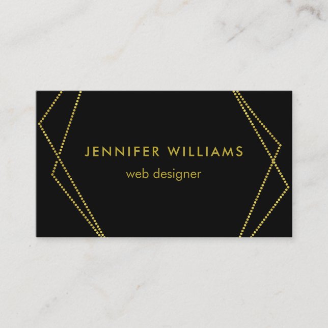 Preto e cartões de visitas geométricos Dourados (Frente)