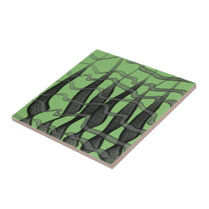 Preto E Cinza Folhas Florais Emplumadas Abstratas