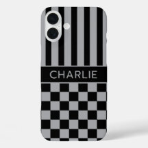 Preto e Cinza Xadrez Listrado Personalizado
