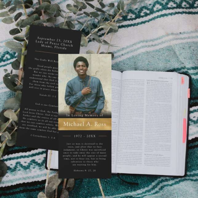 Preto e Dourado | Cartão de Oração Fotográfico Fun (Criador carregado)