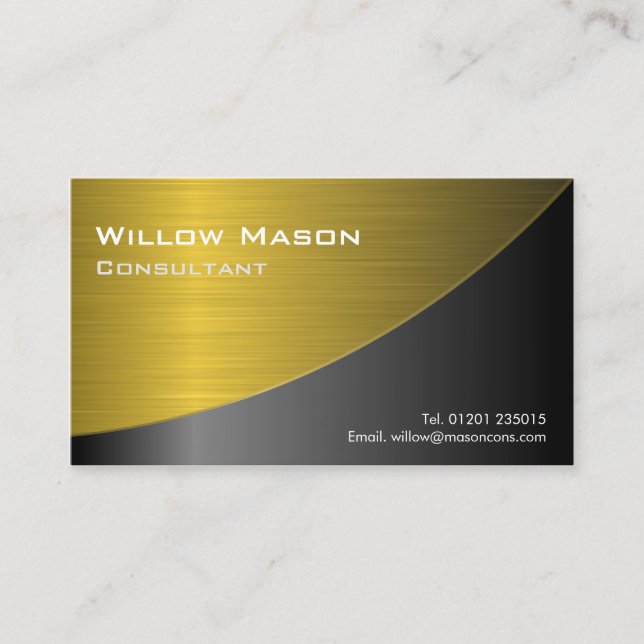Preto e escovado Dourado Curvo, Cartão de visita (Frente)