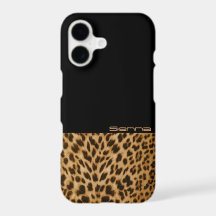 Preto e Leopardo Padrão iPhone 7 Caso