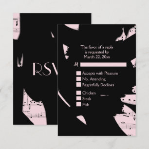 Preto e Rosa Música Abstrata RSVP com Escolha de M