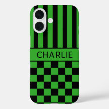 Preto e Verde Xadrez Listrado Personalizado
