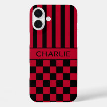 Preto e Vermelho Xadrez Listrado Personalizado