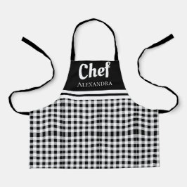 Preto Elegante Chef Buffalo Xadrez Black White Apr