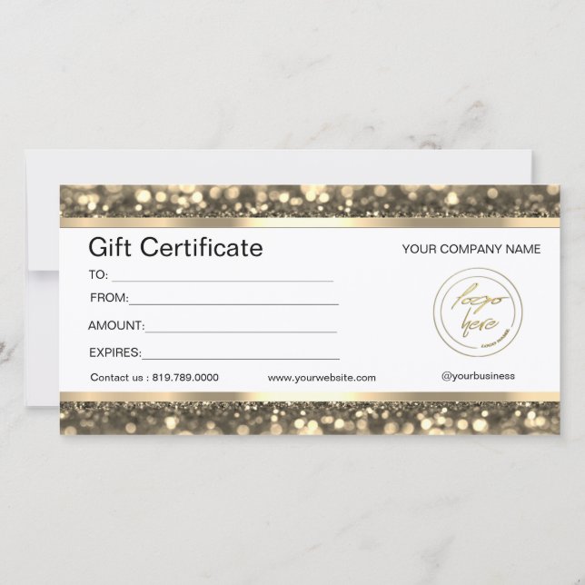 Preto Elegante e Dourado | Certificado de oferta d (Verso)
