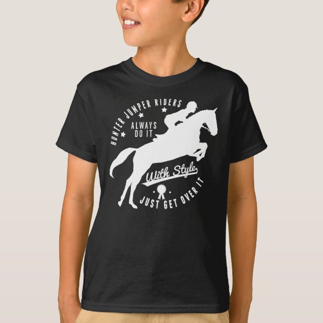 Preto equestre da camiseta do cavalo da ligação em (Frente)