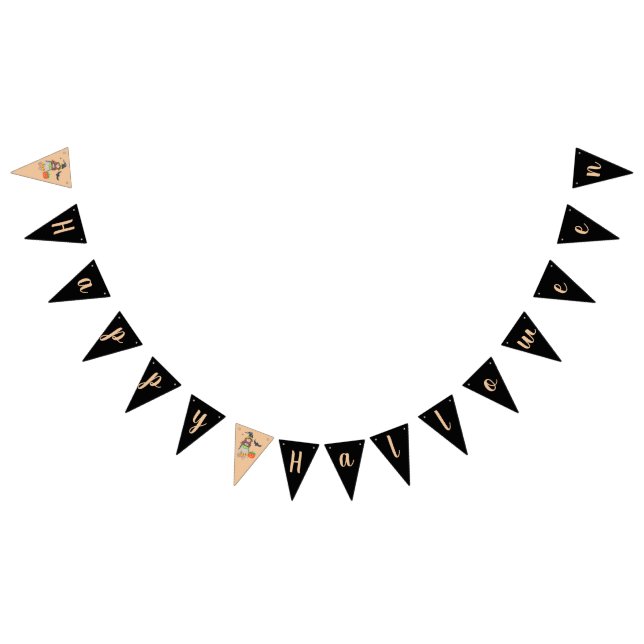 Preto feliz da bruxa do Dia das Bruxas e bandeira (Todos)