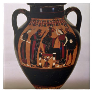 Preto-figura amphora do sótão que descreve o