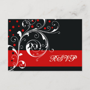 Preto floral da folha do rolo, RSVP wedding