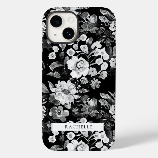 Preto Floral e Branco, Personalizado (Verso)