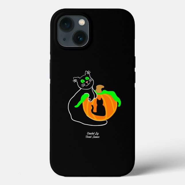 Preto Gato Pumpkin Apple iPhone 13 Case (Verso)