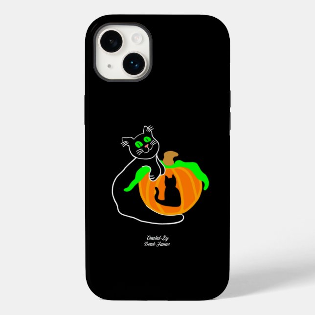 Preto Gato Pumpkin Apple iPhone 14 Plus Case (Verso)