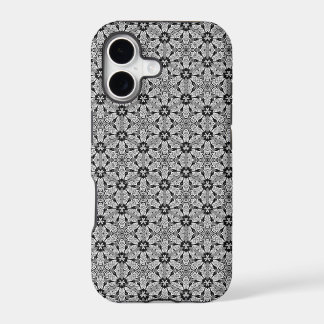 Preto Geo Hexagon + Padrão Silver iPhone 5 Caso