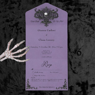 Preto Gótico e Árvore de Halloween Roxo Sem Janto