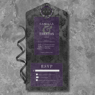 Preto Gótico Escuro e Damasco Roxo Sem Janto