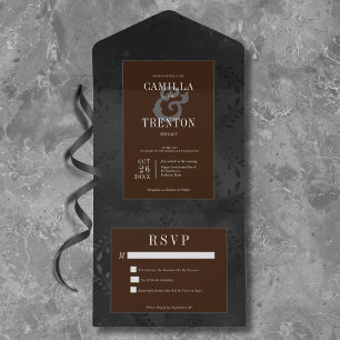 Preto Gótico Escuro e Satã Floral Castanha Não Jan
