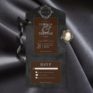 Preto Gótico Escuro e Satã Floral Castanha Não Jan