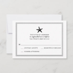 Preto gracioso   RSVP Wedding da estrela do mar