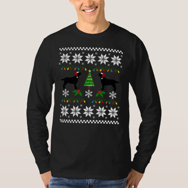 Preto Labrador Feliz Padrão de Suéter de Natal (Frente)