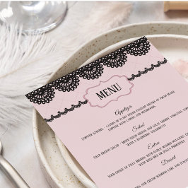 Preto Lace no Menu de Casamento Personalizado Cor-