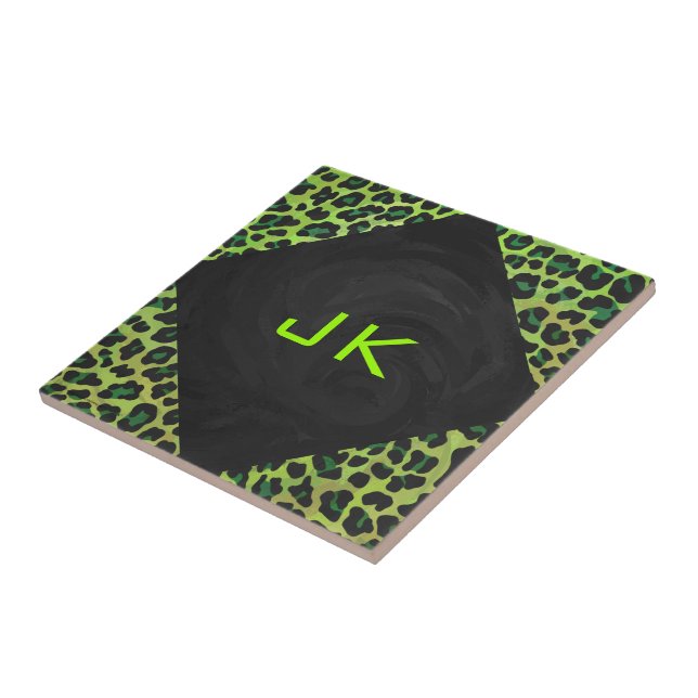 Preto-leopardo e Verde com Monograma (Lateral)