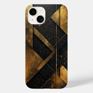 Preto Luxuoso e Abstrato Geométrico Dourado