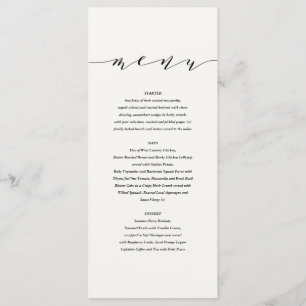 Preto + menu elegante branco do casamento