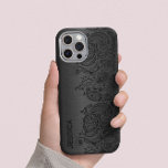 Preto Metálico com rendas de salsa pretas<br><div class="desc">Imagem de uma cinza metálica esfregada de alumínio com design metálico escura,  com um local de paisley floral preto. Monograma personalizável e opcional</div>