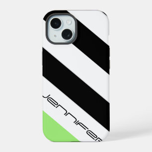 Preto Minimalista, Branco, Faixa Verde, Nome
