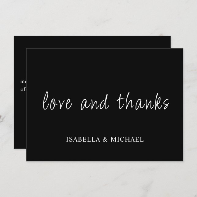 Preto Minimalista | Cartões De Agradecimento (Frente/Verso)