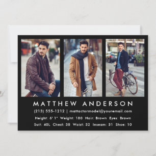 Preto modelo do cartão dos comp(s) do ator de 3