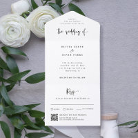 Preto Moderno e Branco | Código QR de Casamento
