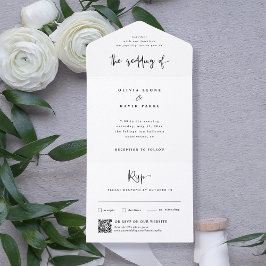 Preto Moderno e Branco | Código QR de Casamento