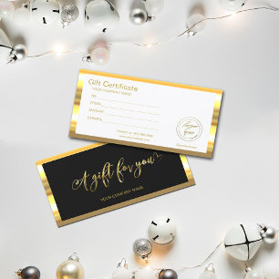 Preto Moderno E Dourado Certificado de oferta de