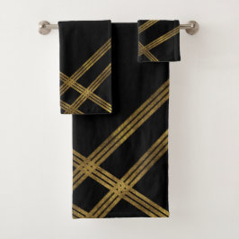 Preto Moderno Elegante com Conjunto de Toalhas de 