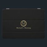preto monograma com acentos Dourados<br><div class="desc">Capa de ipad Estimulada Monograma pronta para você personalizar. ✔ Nota: Nem todas as áreas de modelo precisam ser alteradas. 📌 Se você precisar de mais personalização, clique no botão "Clique para Personalizar mais" ou "Personalizar ou Editar Design" e use nossa ferramenta design para redimensionar, girar, alterar a cor do...</div>