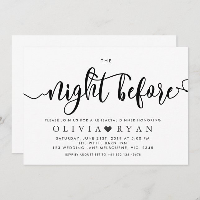 Preto na noite anterior ao convite (Frente/Verso)