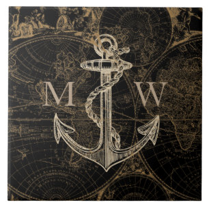 Preto náutico da âncora da viagem do Velho Mundo