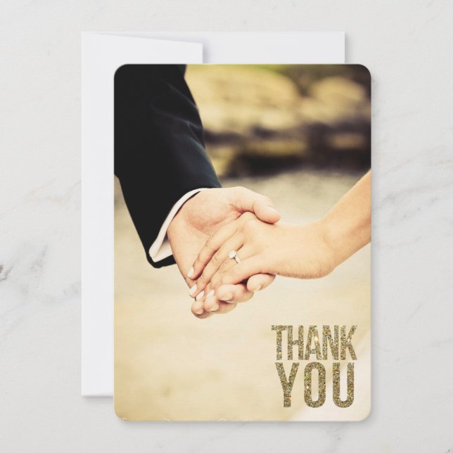 Preto & obrigado Dourado do brilho você cartões (Frente)