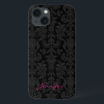 Preto & obscuridade - damascos florais do vintage<br><div class="desc">Teste padrão floral elegante do vintage em monotones cinzentos e pretos da obscuridade -. Versão customizável do monograma.</div>
