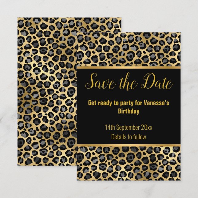 PRETO PRATA LEOPARDO SAVE THE DATE 2 RSVP (Frente/Verso)