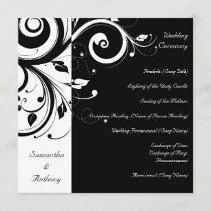 Preto + Programa reverso branco do casamento do