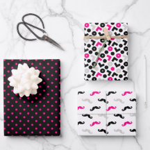 Preto Rosa Geometria Bolinhas Bigode