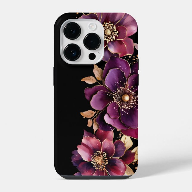 Preto Roxo Dourado Floral (Verso)