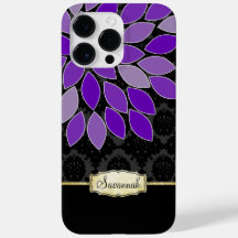 Preto roxo personalizado e Dourado Damasco Floral