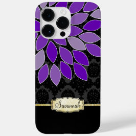 Preto roxo personalizado e Dourado Damasco Floral