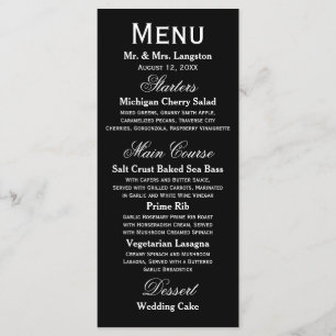 Preto simples/branco - menu da recepção