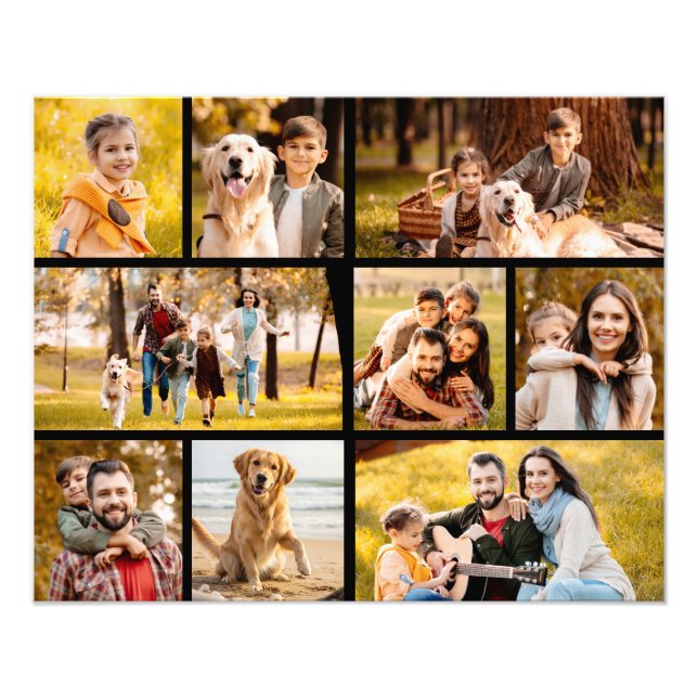 Preto Simples de Colagem de Fotos 9 Único (Frente)